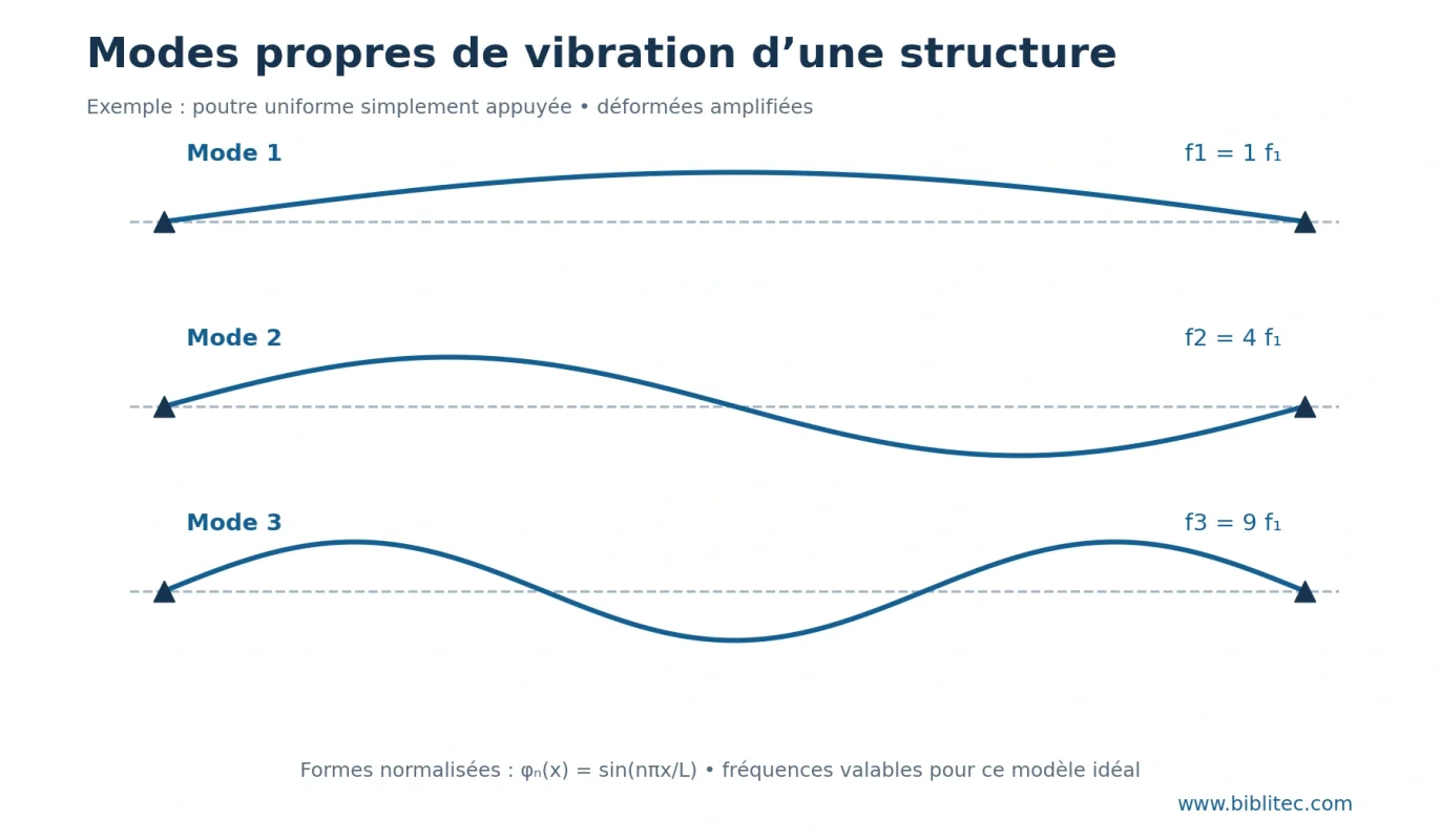 Modes propres de vibration d'une structure